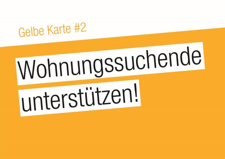 Zeig Wohnungsnot die gelbe Karte! Kundgebung der Caritas Stuttgart