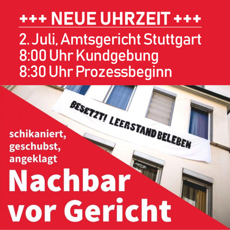 +++ NEUE UHRZEIT +++ Nachbar der Wilhelm-Raabe-Str. vor Gericht – Kundgebung am 2. Juli um 8:00 Uhr
